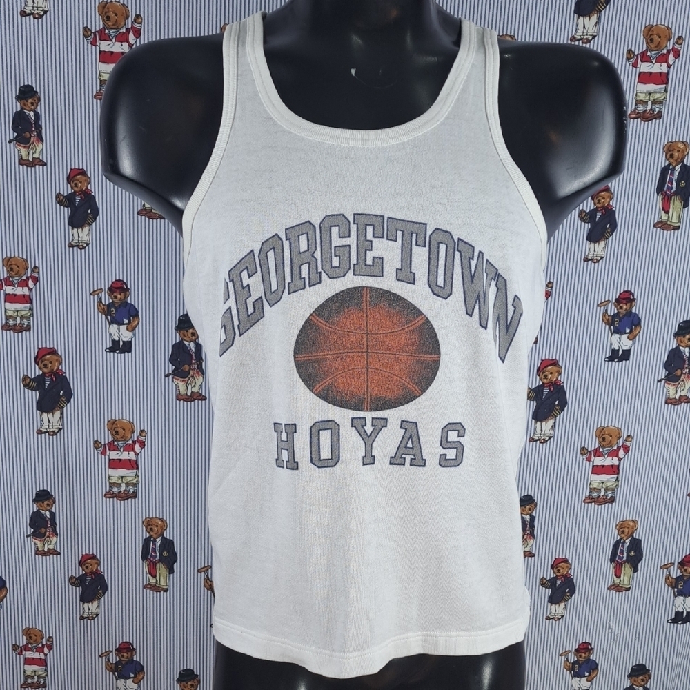 Vintage Georgetown Hoyas basketball graphic XL Women's white tank top shirt